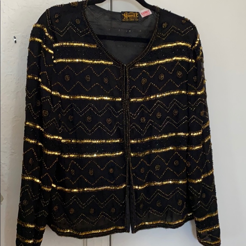 Black and Gold Sequin evening Jacket.